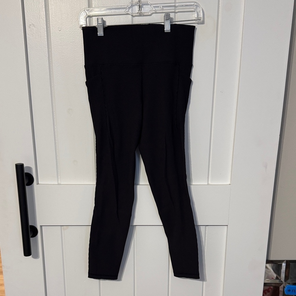 Black Athleta Ribbed Elation High-Waisted Leggings Medium